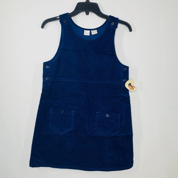 VTG Cherokee Navy Corduroy Pinafore Dress Girl S L - Picture 1 of 7